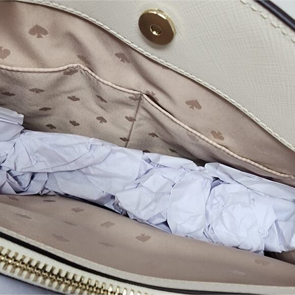 Kate Spade Ivory Off White Handbag Satchel Pebble Leather Purse Gold Trim NWT - Picture 7 of 13